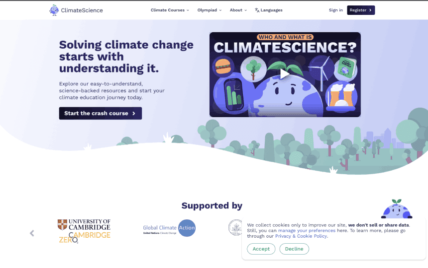 ClimateScience Website screenshot